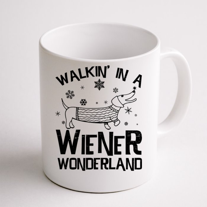 Walking In A Wiener Wonderland Funny Christmas Front & Back Coffee Mug