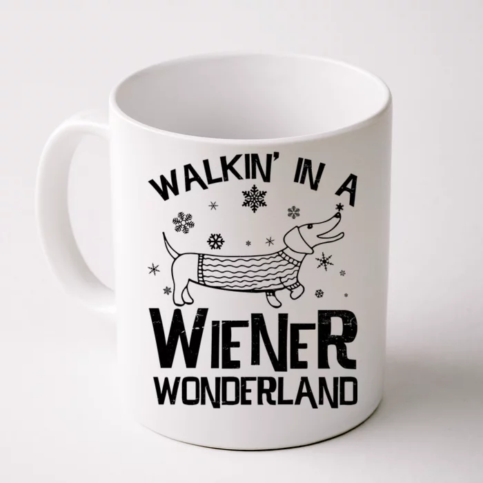 Walking In A Wiener Wonderland Funny Christmas Front & Back Coffee Mug