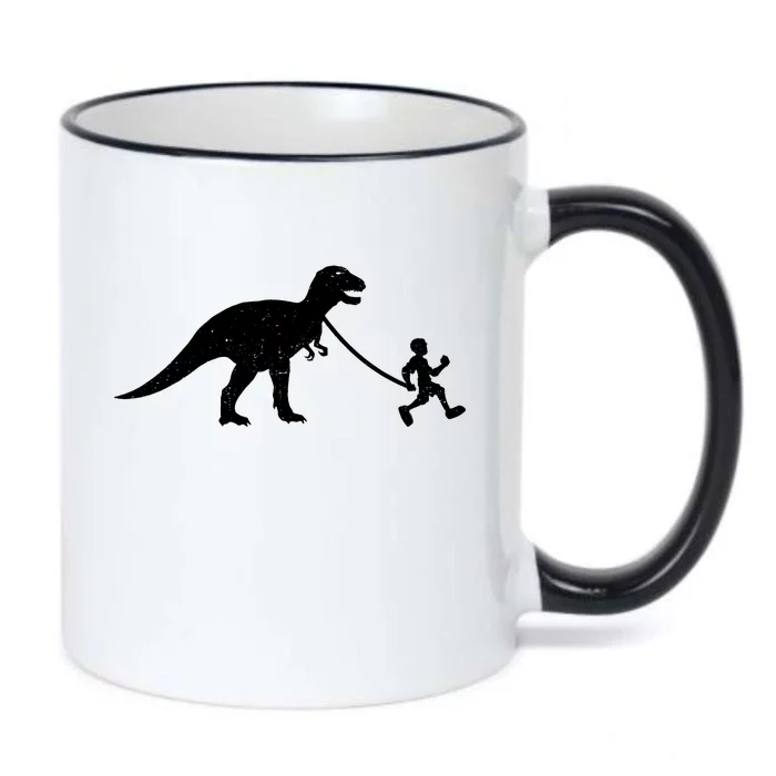 Walking My T-Rex Black Color Changing Mug