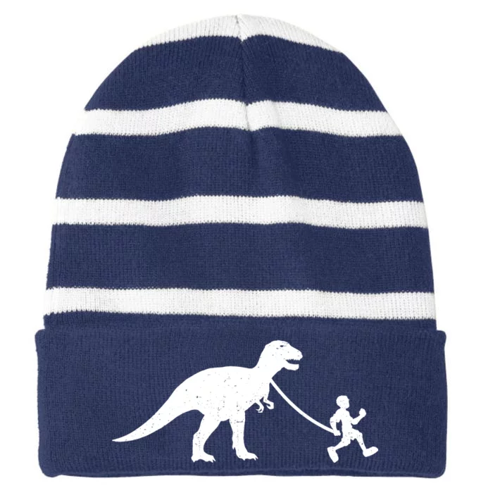 Walking My T-Rex Striped Beanie with Solid Band