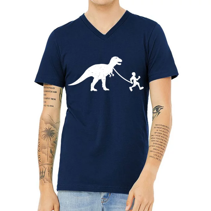 Walking My T-Rex V-Neck T-Shirt