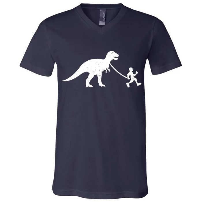 Walking My T-Rex V-Neck T-Shirt