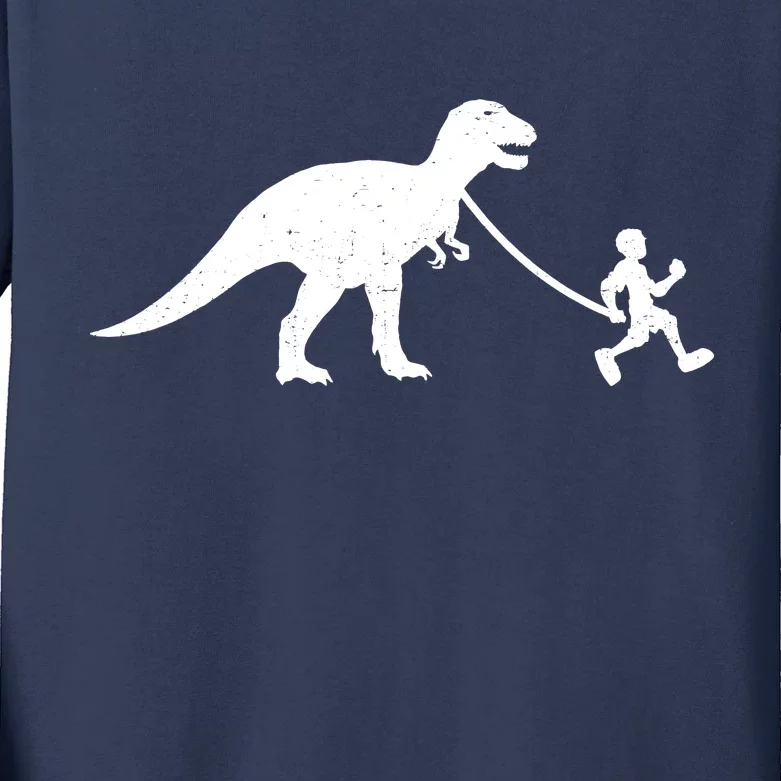 Walking My T-Rex Kids Long Sleeve Shirt