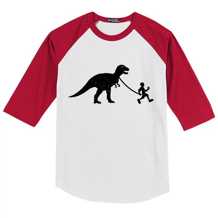 Walking My T-Rex Kids Colorblock Raglan Jersey