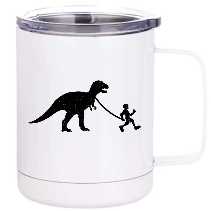 Walking My T-Rex Front & Back 12oz Stainless Steel Tumbler Cup