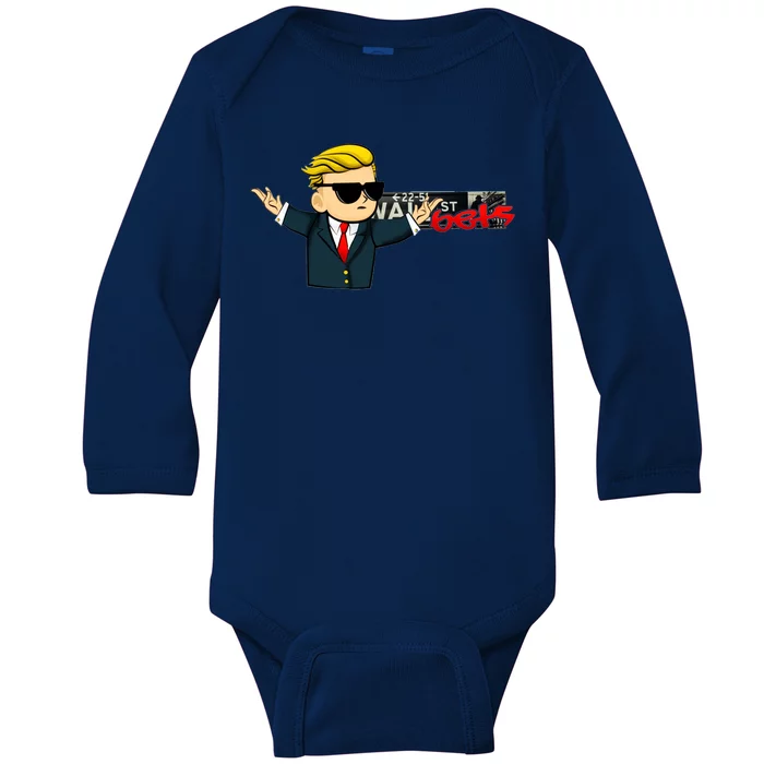 Wall Sreet Bets Logo Baby Long Sleeve Bodysuit