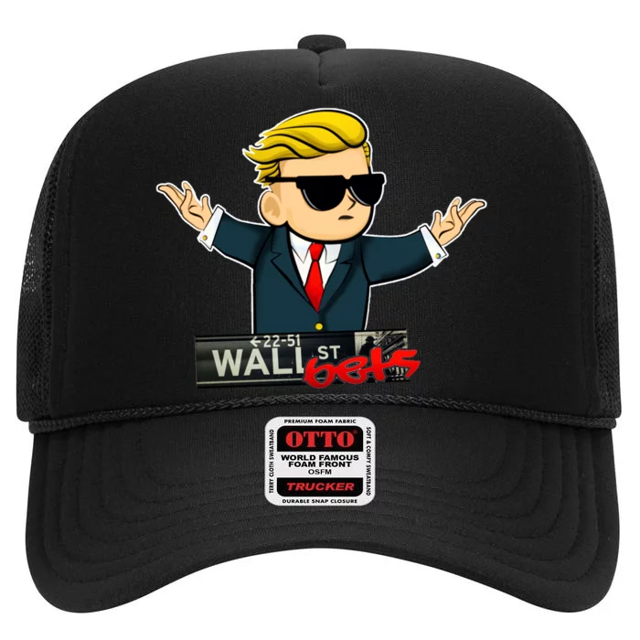 Wall Street Bets Guy Investing Stocks High Crown Mesh Trucker Hat