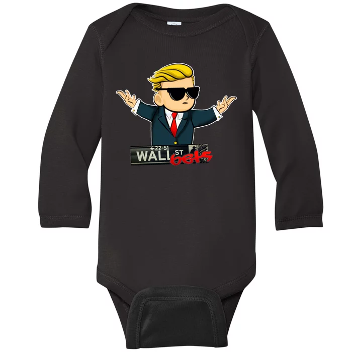 Wall Street Bets Guy Investing Stocks Baby Long Sleeve Bodysuit