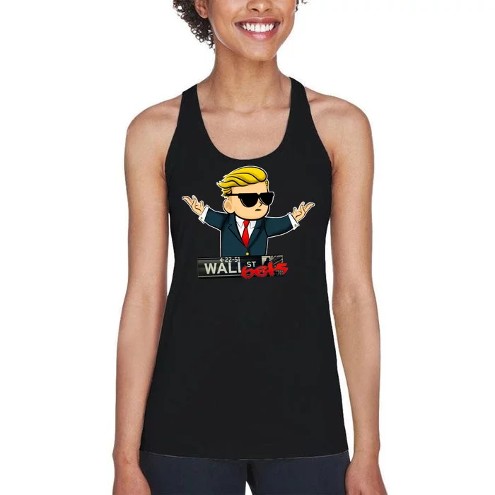 Wall Street Bets Guy Investing Stocks Women's Racerback Tank