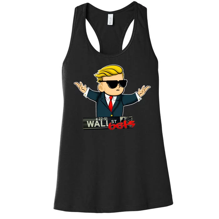 Wall Street Bets Guy Investing Stocks Women's Racerback Tank