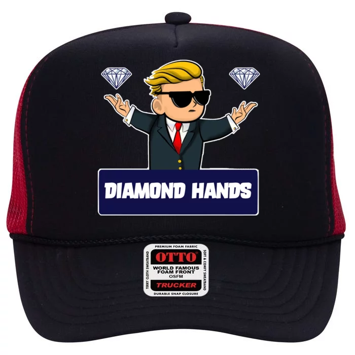 Wall Street Diamond Hands High Crown Mesh Trucker Hat