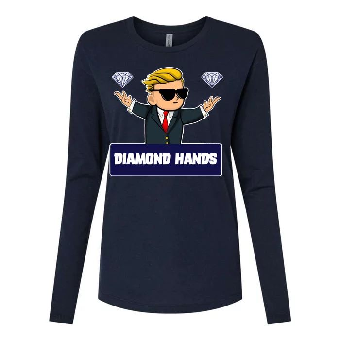 Wall Street Diamond Hands Womens Cotton Relaxed Long Sleeve T-Shirt