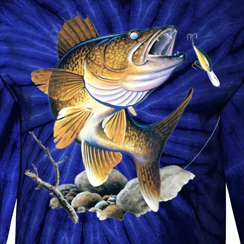 Walleye Fishing Tie-Dye Long Sleeve Shirt