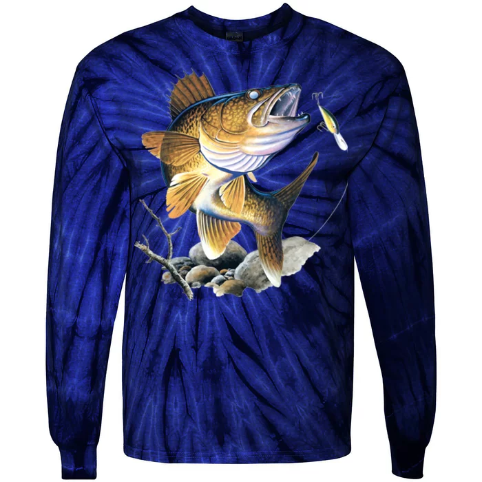 Walleye Fishing Tie-Dye Long Sleeve Shirt