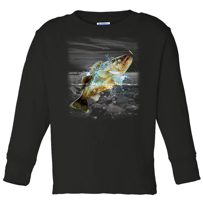 Walleye Wilderness - Fishing Toddler Long Sleeve Shirt