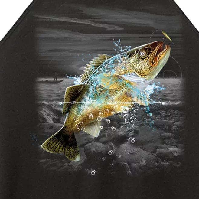 Walleye Wilderness - Fishing Women’s Perfect Tri Rocker Tank