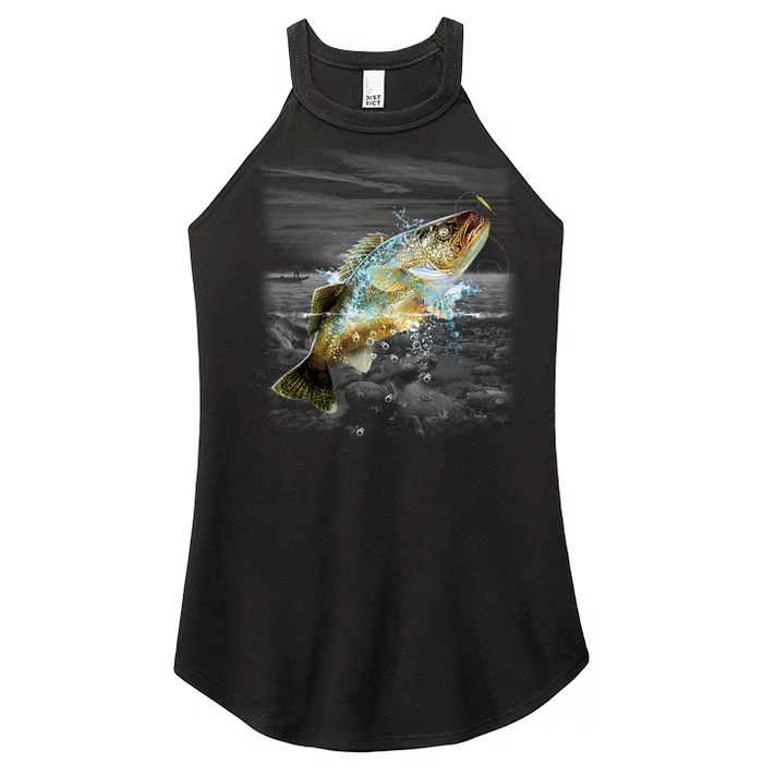 Walleye Wilderness - Fishing Women’s Perfect Tri Rocker Tank