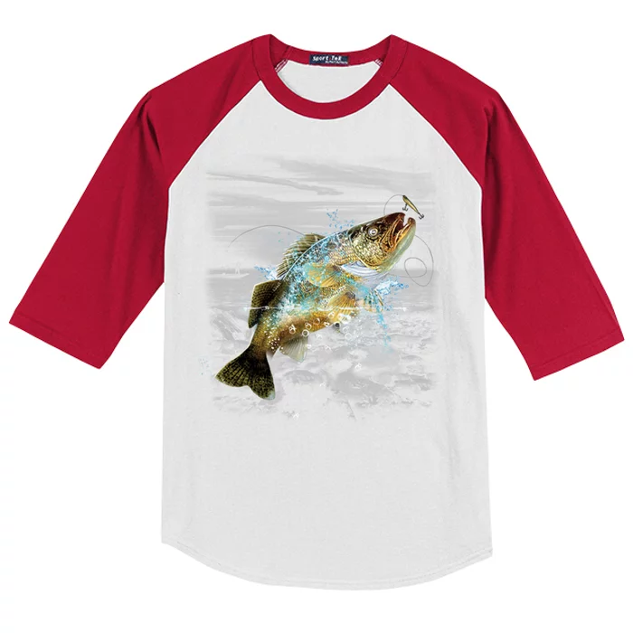 Walleye Wilderness - Fishing Kids Colorblock Raglan Jersey