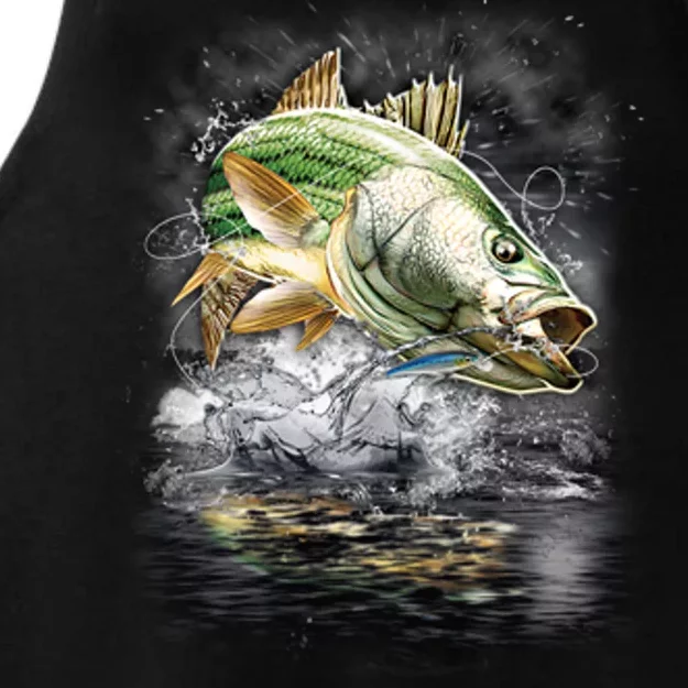 Walleye Wilderness - Fishing Jumping Fish Ladies Tri-Blend Wicking Tank