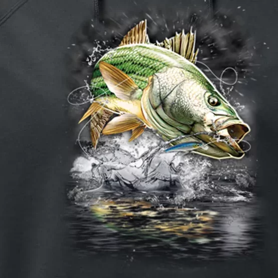 Walleye Wilderness - Fishing Jumping Fish Performance Fleece Hoodie