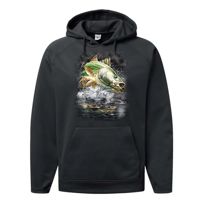 Walleye Wilderness - Fishing Jumping Fish Performance Fleece Hoodie