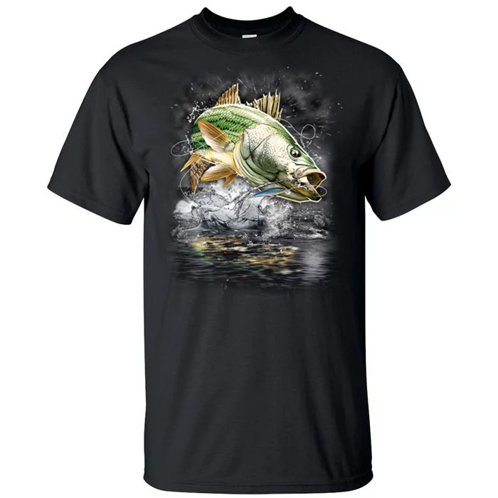 Walleye Wilderness - Fishing Jumping Fish Tall T-Shirt