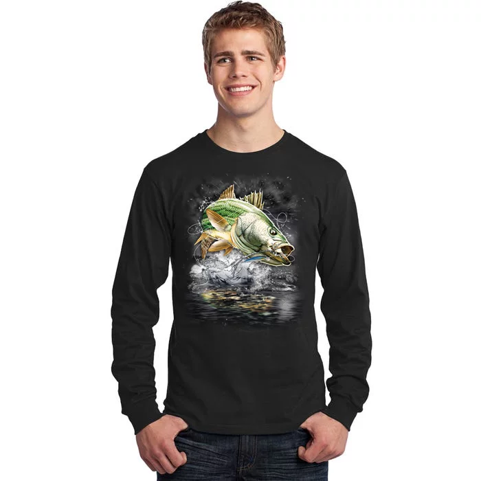 Walleye Wilderness - Fishing Jumping Fish Tall Long Sleeve T-Shirt