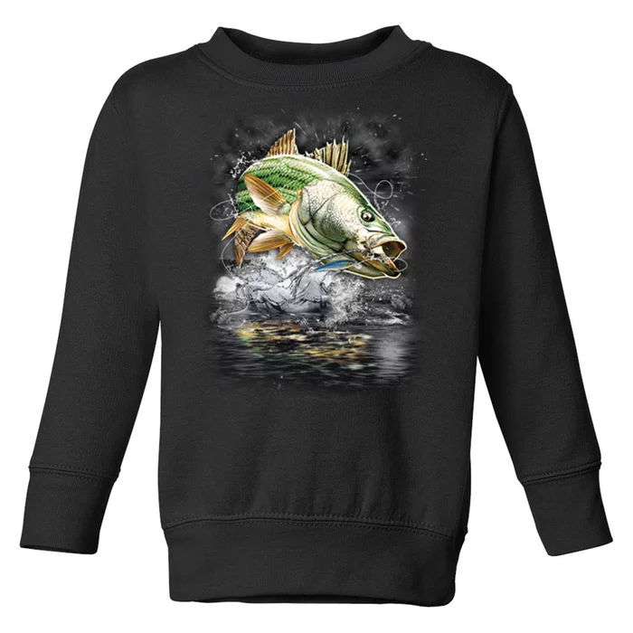 Walleye Wilderness - Fishing Jumping Fish Toddler Sweatshirt