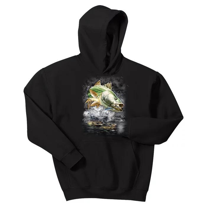 Walleye Wilderness - Fishing Jumping Fish Kids Hoodie