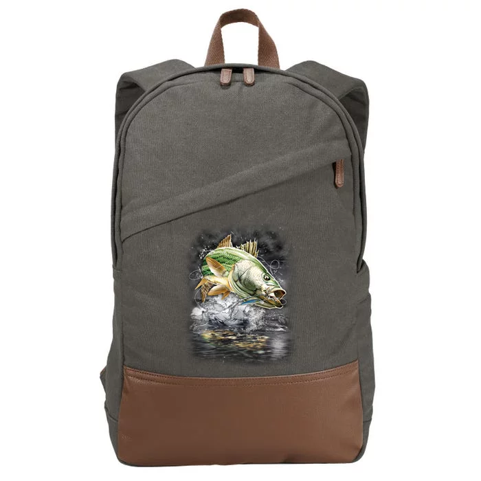 Walleye Wilderness - Fishing Jumping Fish Cotton Canvas Backpack