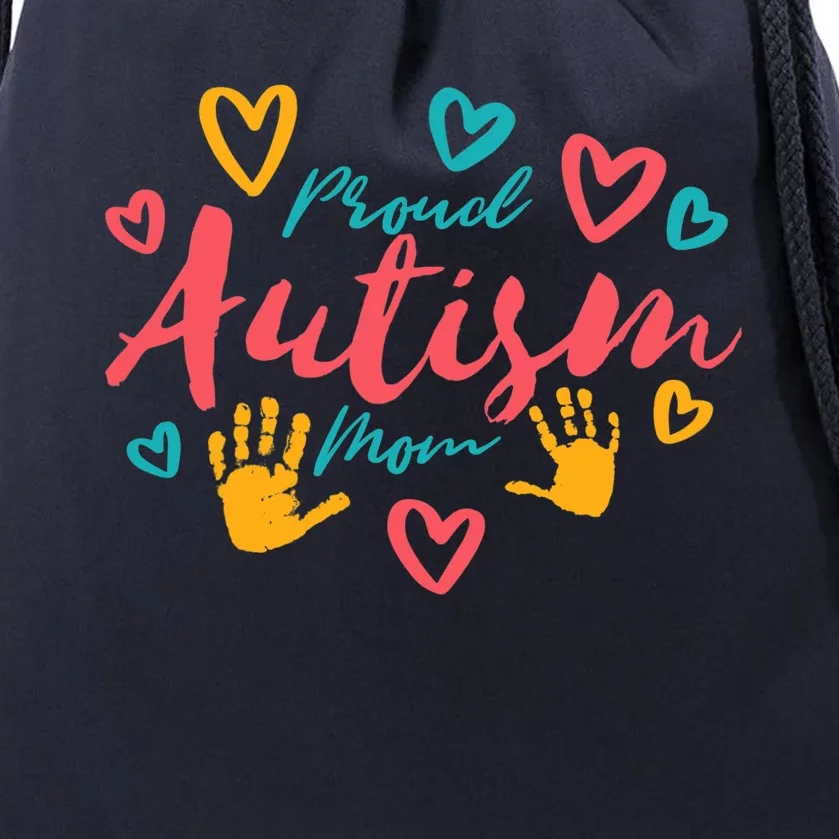 Wo Autism Mom Proud Autistic Pride Awareness Day Month Asperger Drawstring Bag