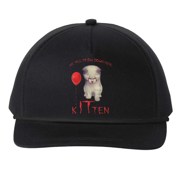 We All Meow Down Here Cat Kitten Clown Halloween Scary Cat Snapback Five-Panel Rope Hat