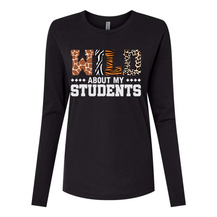 Wild About My Students Animals Teacher Womens Cotton Relaxed Long Sleeve T-Shirt