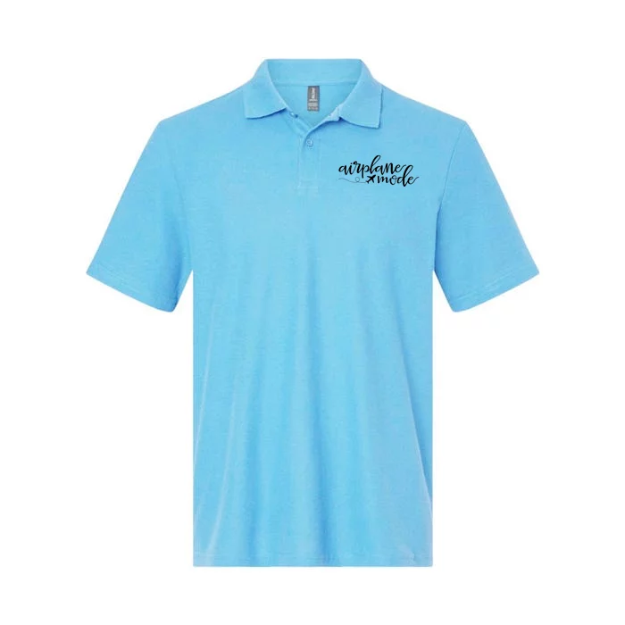 Wo Airplane Mode Funny Vacation Travel Adventure Matching V-Neck Softstyle Adult Sport Polo