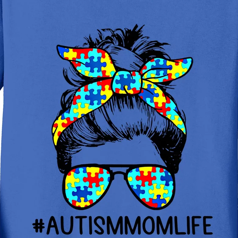 Wo Autism Mom Life Sunglass Hair Bun For Mom Mother Gift Kids Long Sleeve Shirt