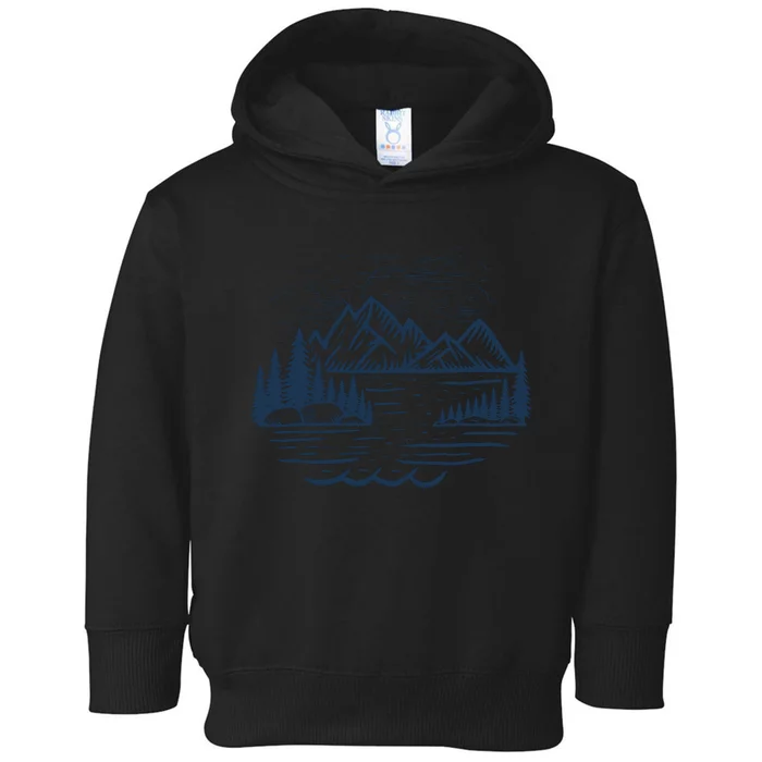 Wild Adventure Mountain Line Art Toddler Hoodie