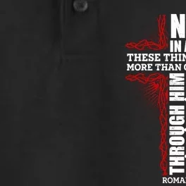 We Are More Than Conquerors Romans 8:37 Dry Zone Grid Performance Polo