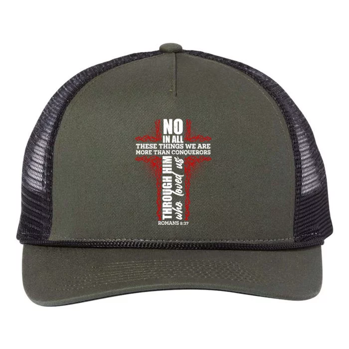 We Are More Than Conquerors Romans 8:37 Retro Rope Trucker Hat Cap