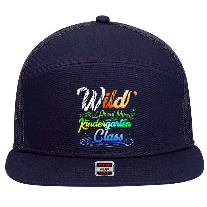 Wild About My Kindergarten Class School Teacher Gift 7 Panel Mesh Trucker Snapback Hat