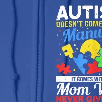 Wo Autism Mom for Autistic girl boy Autism Awareness Month Full Zip Hoodie