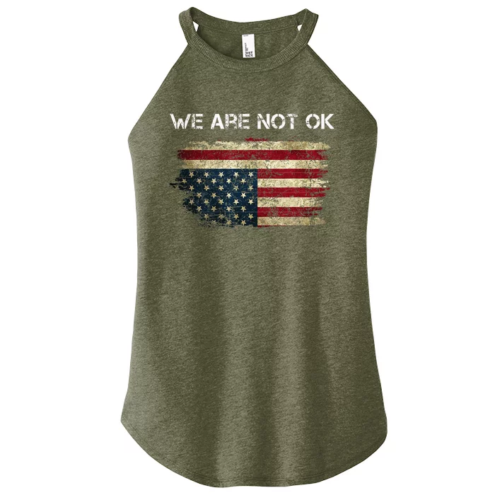 We Are Not Ok Usa Flag Upside Down Women’s Perfect Tri Rocker Tank