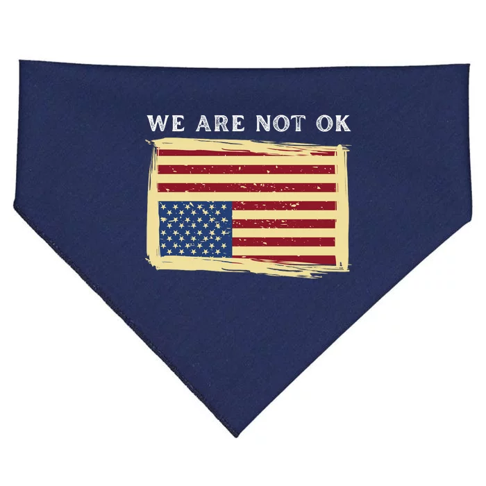 We Are Not Ok Upside Down USA Flag In Distress USA-Made Doggie Bandana