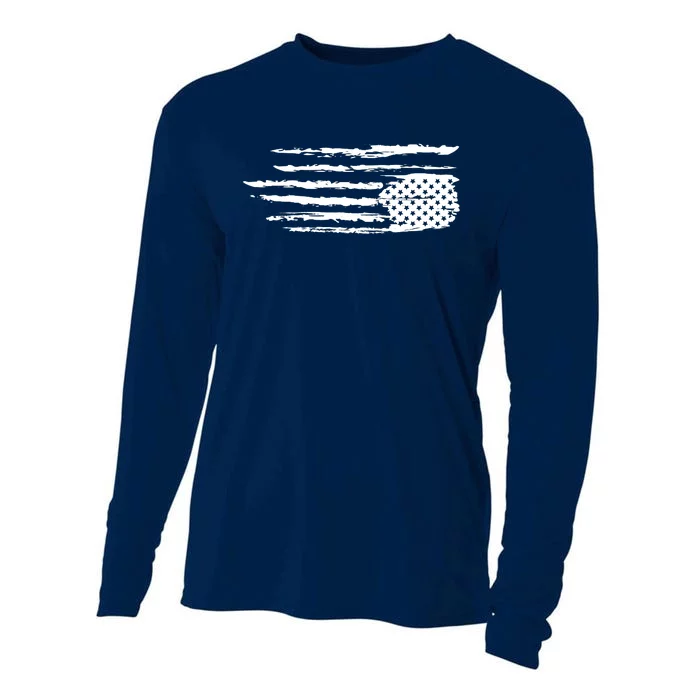 We Are Not Ok Upside Down USA Flag In Distress Cooling Performance Long Sleeve Crew