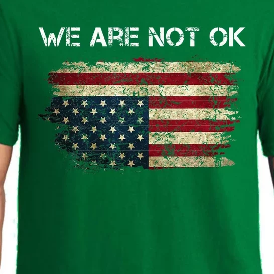 We Are Not Ok Usa Flag Upside Down Pajama Set