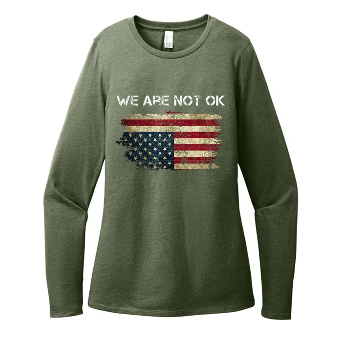 We Are Not Ok Usa Flag Upside Down Womens CVC Long Sleeve Shirt