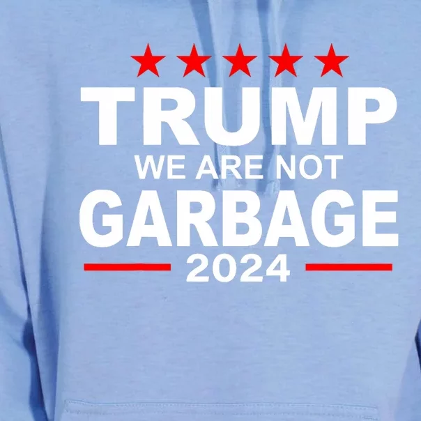 We Are Not Garbage Vote Trump 2024 Funny Quote Biden Unisex Surf Hoodie