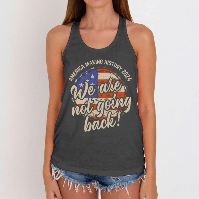 We Are Not Going Back America History 2024 Speech Usa Flag Women's Knotted Racerback Tank