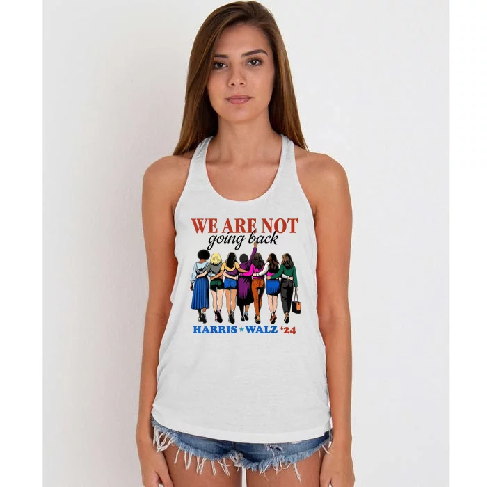 We Are Not Going Back Kamala Harris Waltz 24 Madam President Women's Knotted Racerback Tank