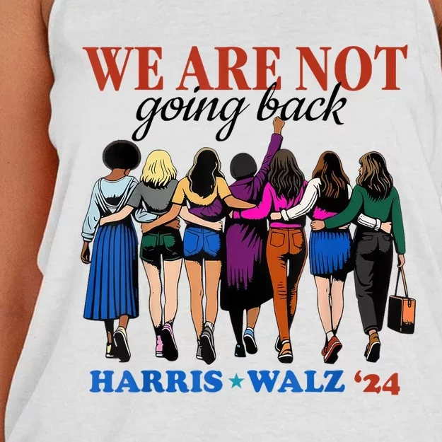 We Are Not Going Back Kamala Harris Waltz 24 Madam President Women's Knotted Racerback Tank