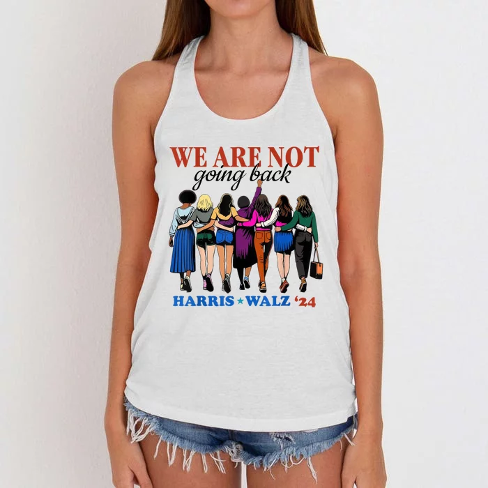 We Are Not Going Back Kamala Harris Waltz 24 Madam President Women's Knotted Racerback Tank